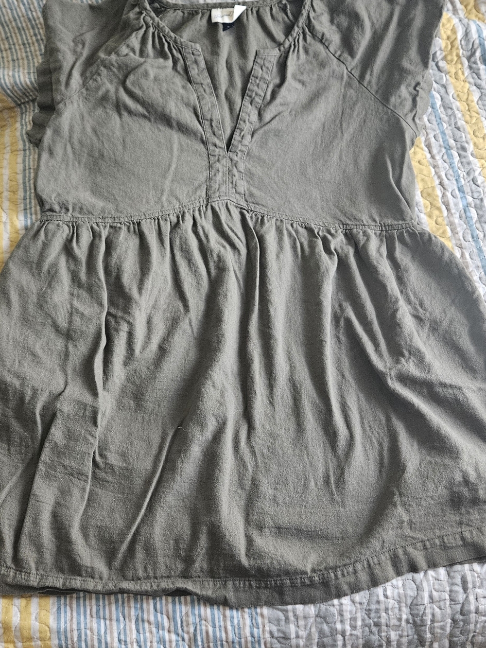 Olive Green Short Sleeve Babydoll Top